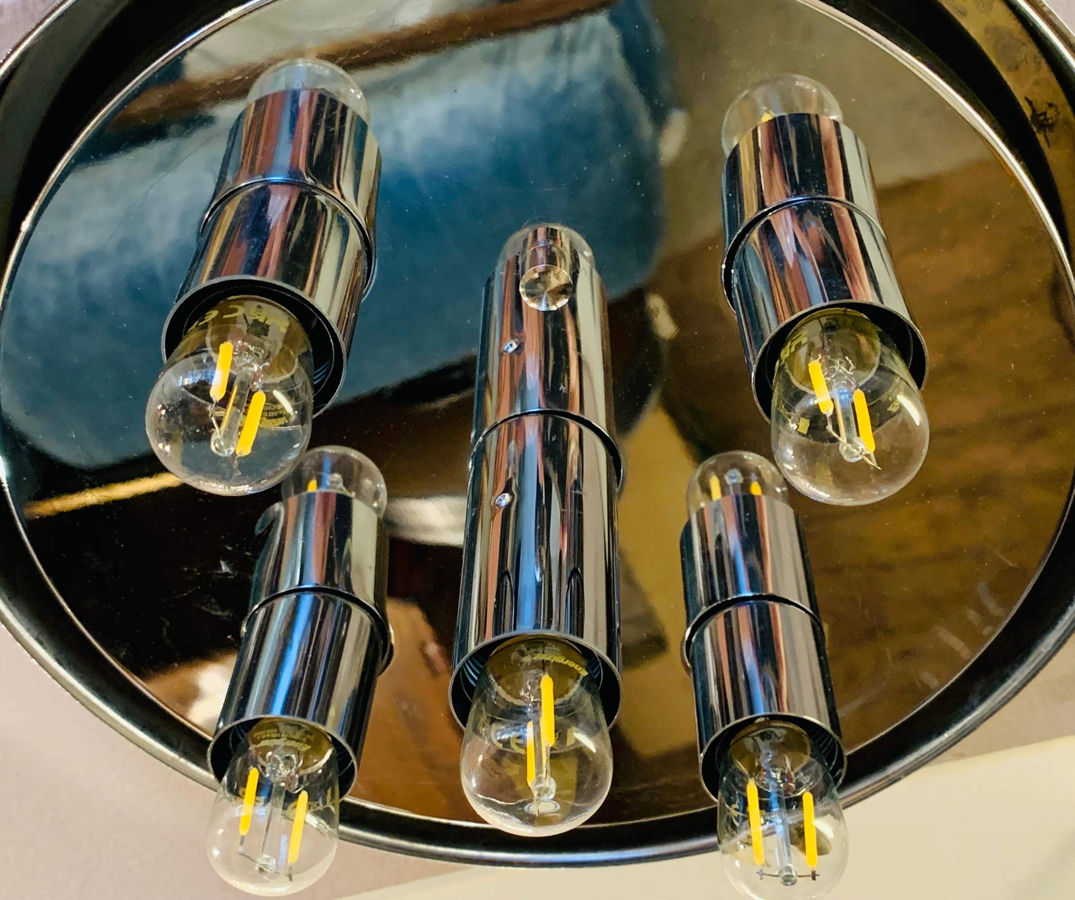 1960s Large Doria Leuchten Polished Chrome & Bubble Glass Flush Ceiling Mount For Sale 13