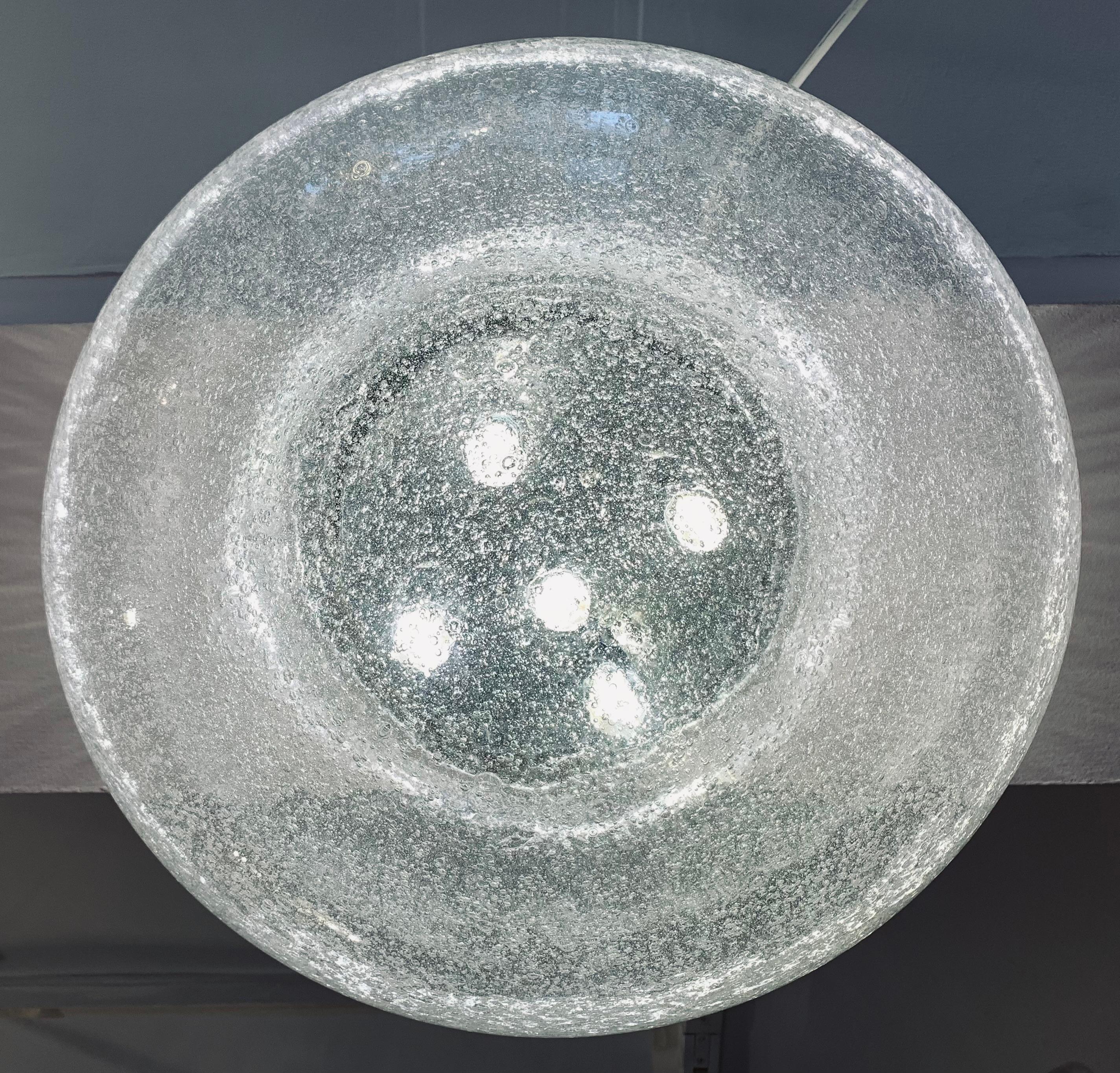 Space Age 1960s Large Doria Leuchten Polished Chrome & Bubble Glass Flush Ceiling Mount For Sale
