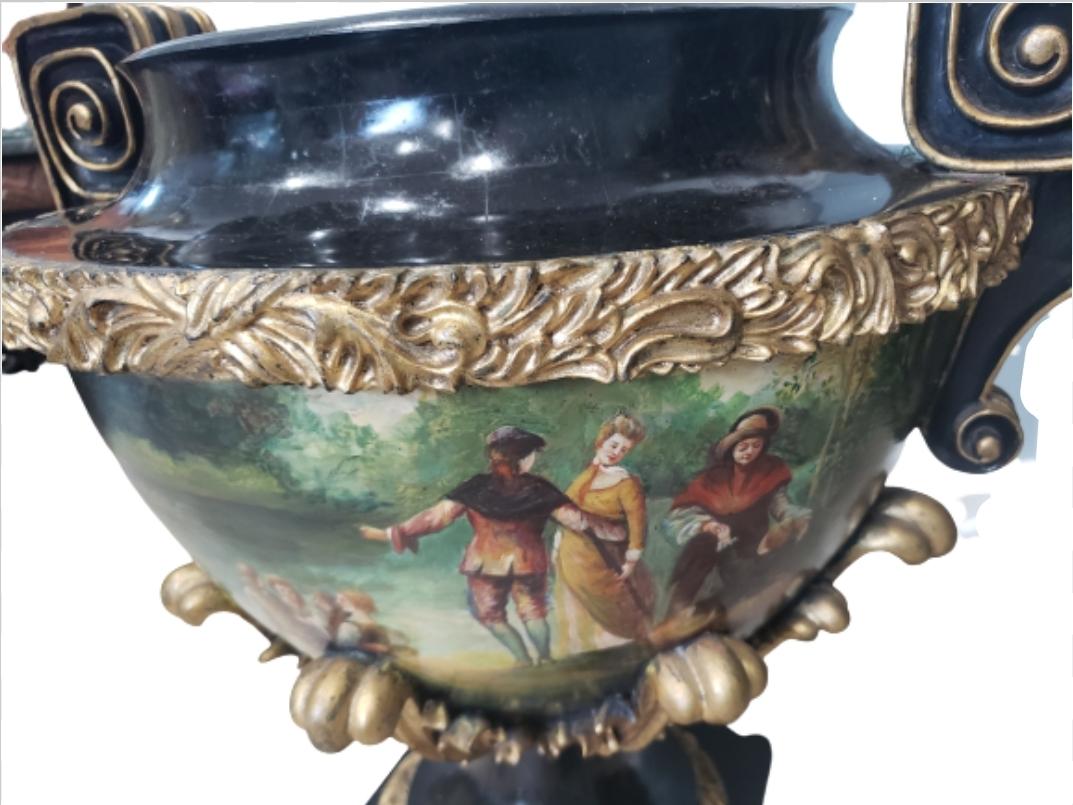 1960s Large Empire Ornate Marble Lite Urn In Good Condition In Germantown, MD