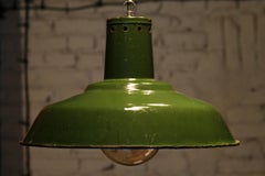 1960s Large Enamelled Factory Lamp Model 33 Mi 'Green Version'