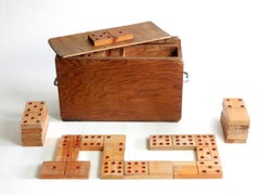 1960s Large Folk Art Plywood Dominos Tiles Set 56pcs