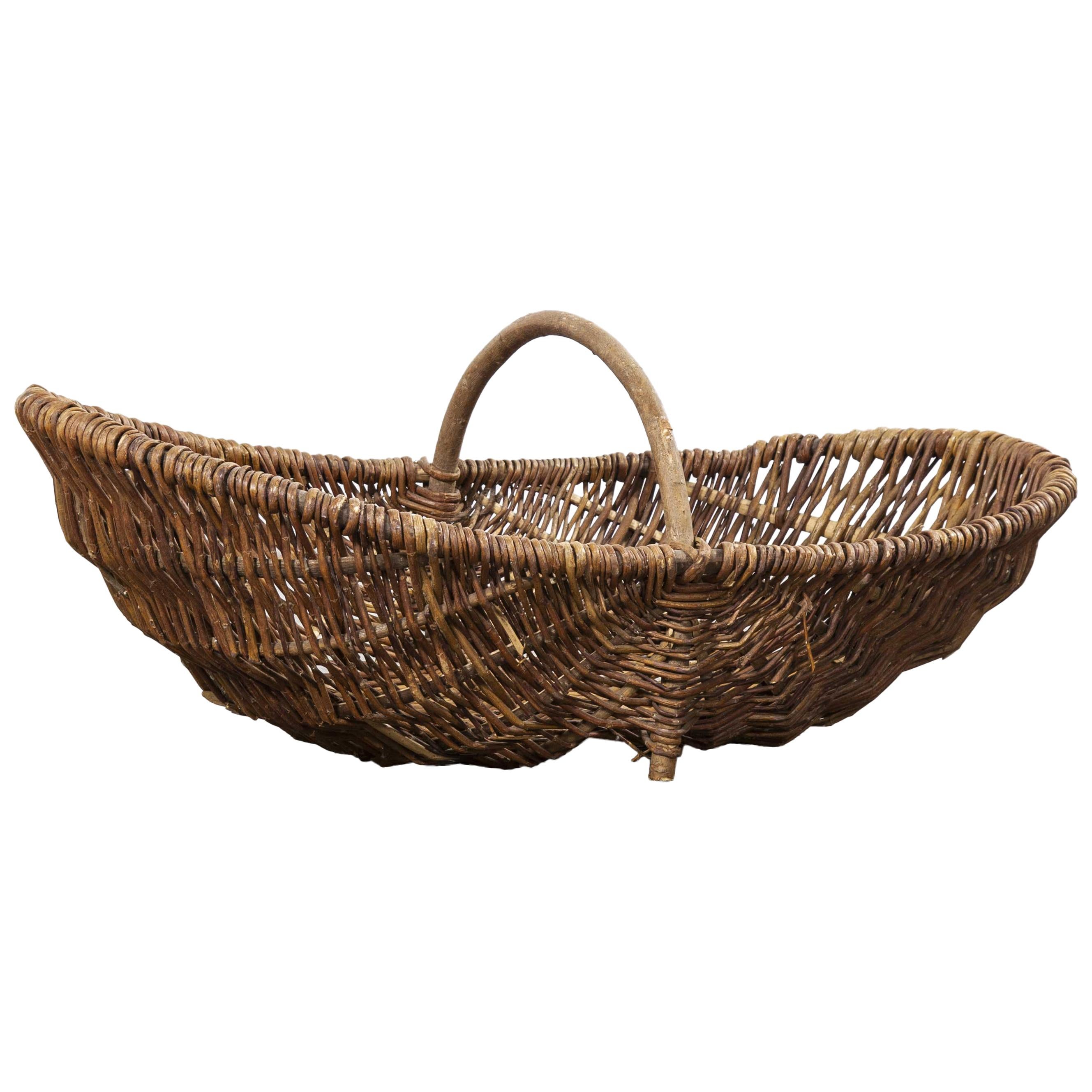 1960s Large French Flower Pickers Basket
