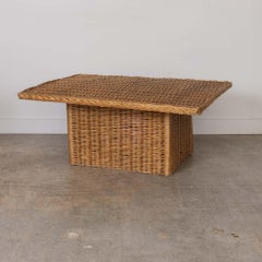 1960s Large French Wicker Coffee Table