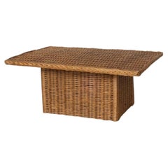 1960s Large French Wicker Coffee Table