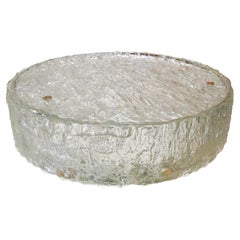 1960s Large German Kaiser Leuchten textured, iced-glass, flush mount ceiling lig