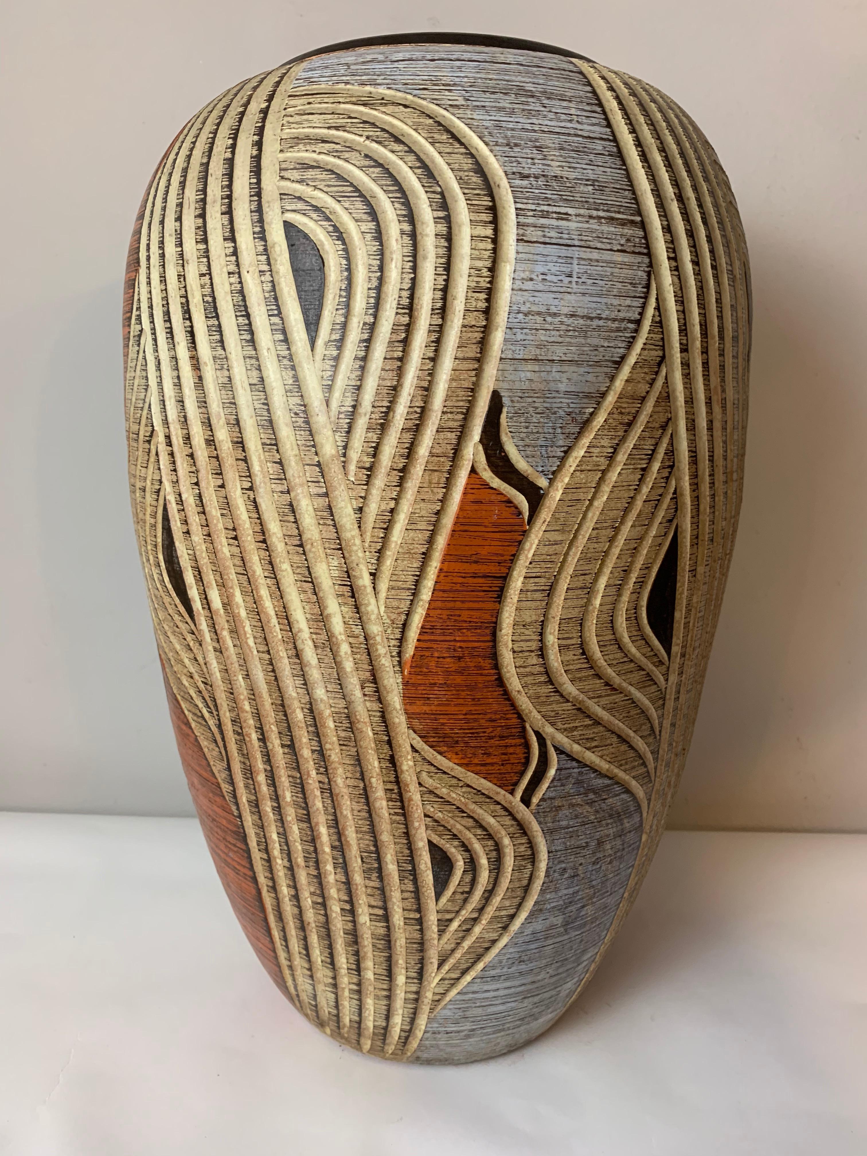 1960s Large German Sawa Ceramic Pottery Vase 12
