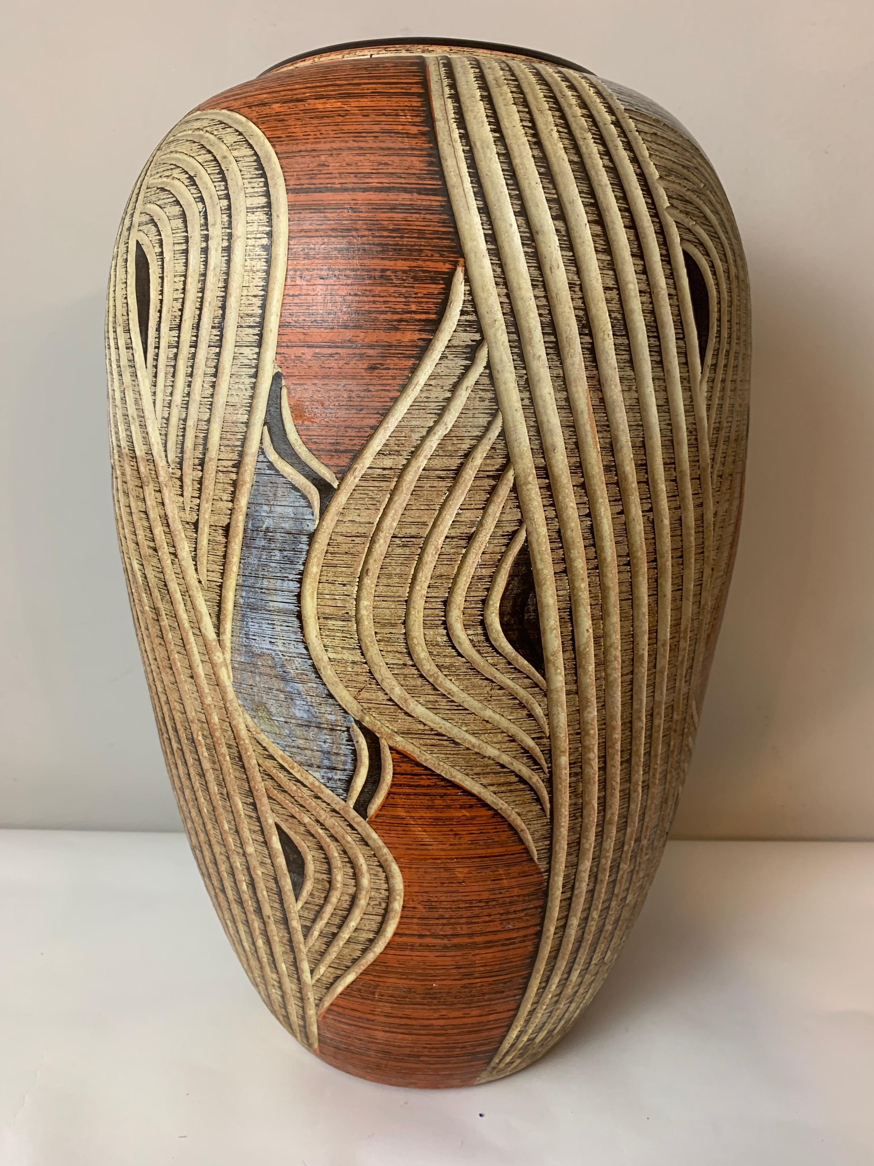 Mid-Century Modern 1960s Large German Sawa Ceramic Pottery Vase