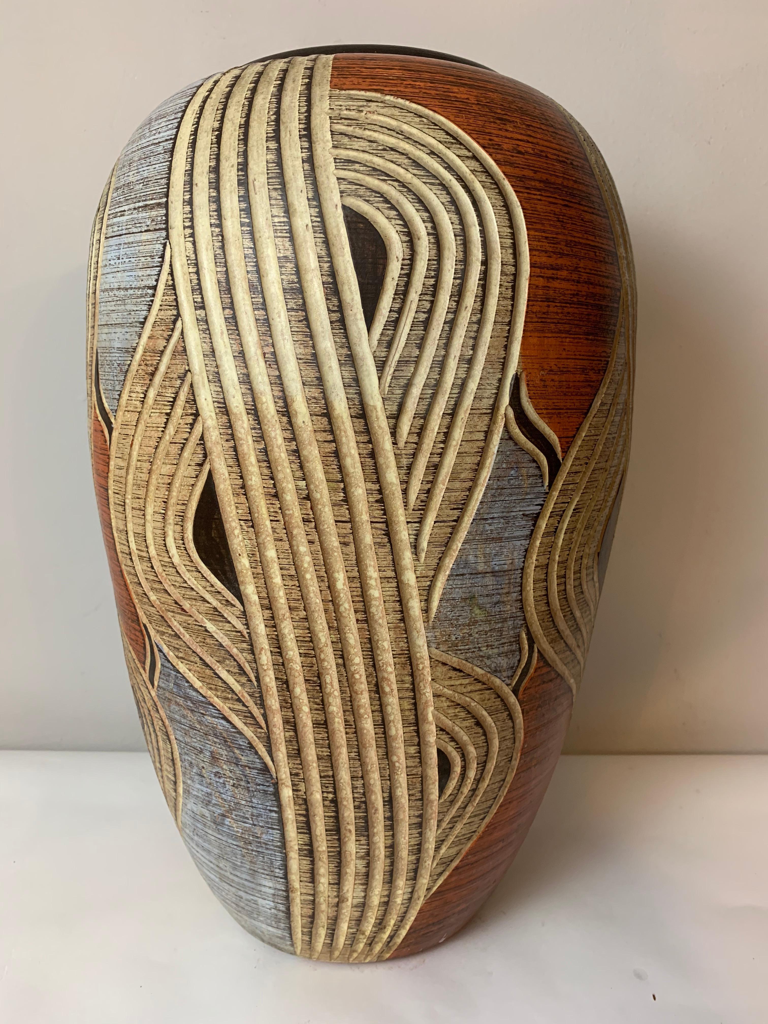 1960s Large German Sawa Ceramic Pottery Vase 2