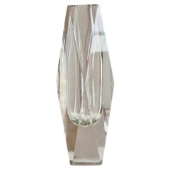 1960s Large Hand-Blown Transparent Mandruzzato Murano Glass Vase