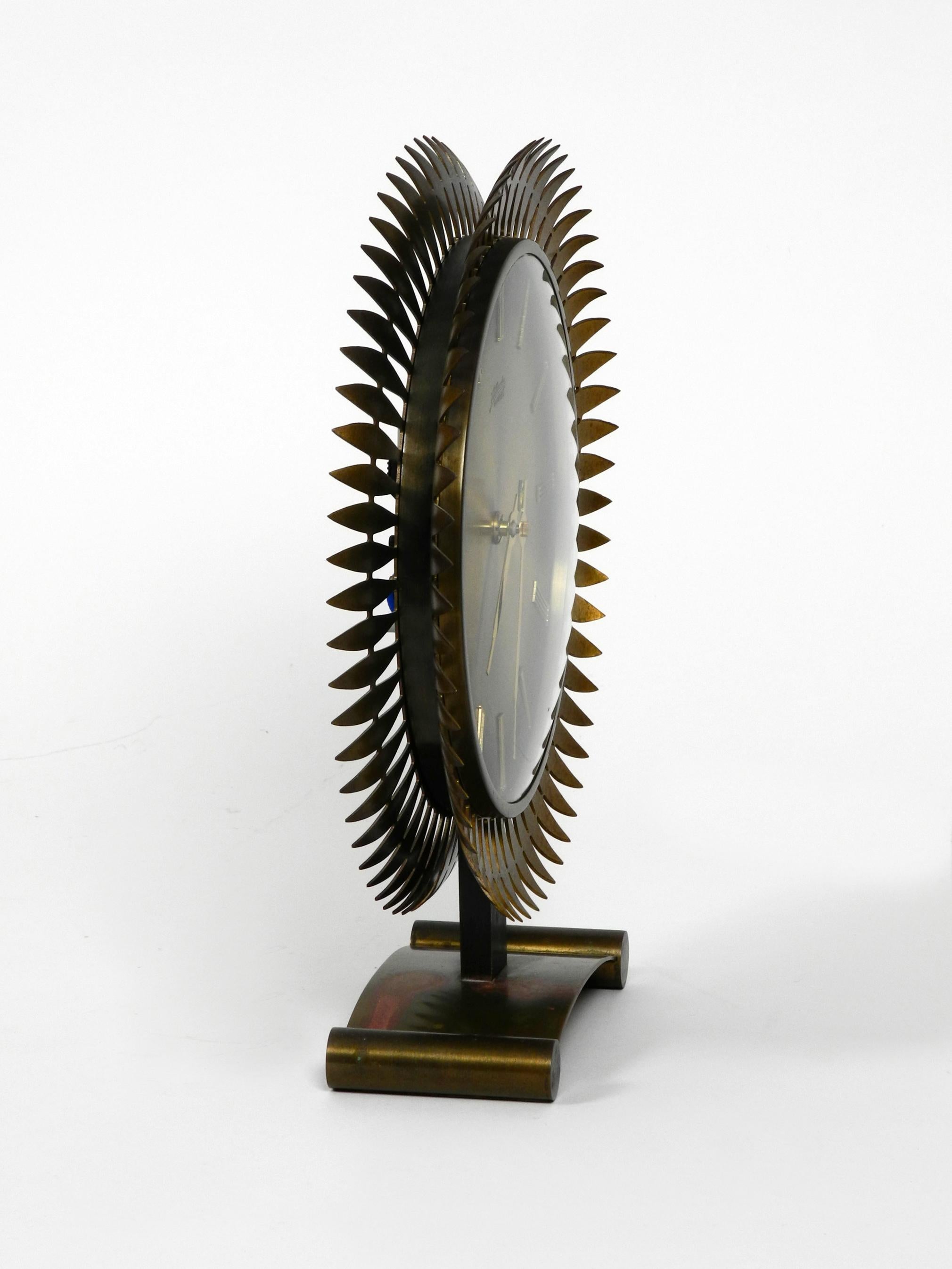Mid-Century Modern 1960s Large Heavy Brass Atlanta Universe Sunburst Table Clock