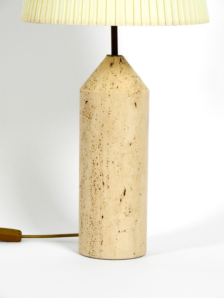 1960s Large Heavy Italian Travertine Table Lamp Attributed to Fratelli