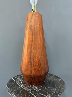 1960s Large Hexagonal Rosewood Danish Table Lamp Mid Century