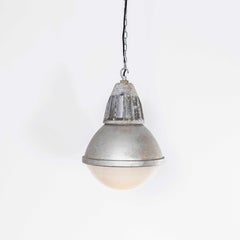 1960's Large Holophane Industrial Globe Pendant Lamps