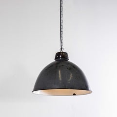 1960’s Large Industrial Graphite Enamel Ceiling Pendant Lamps - 20 Inch