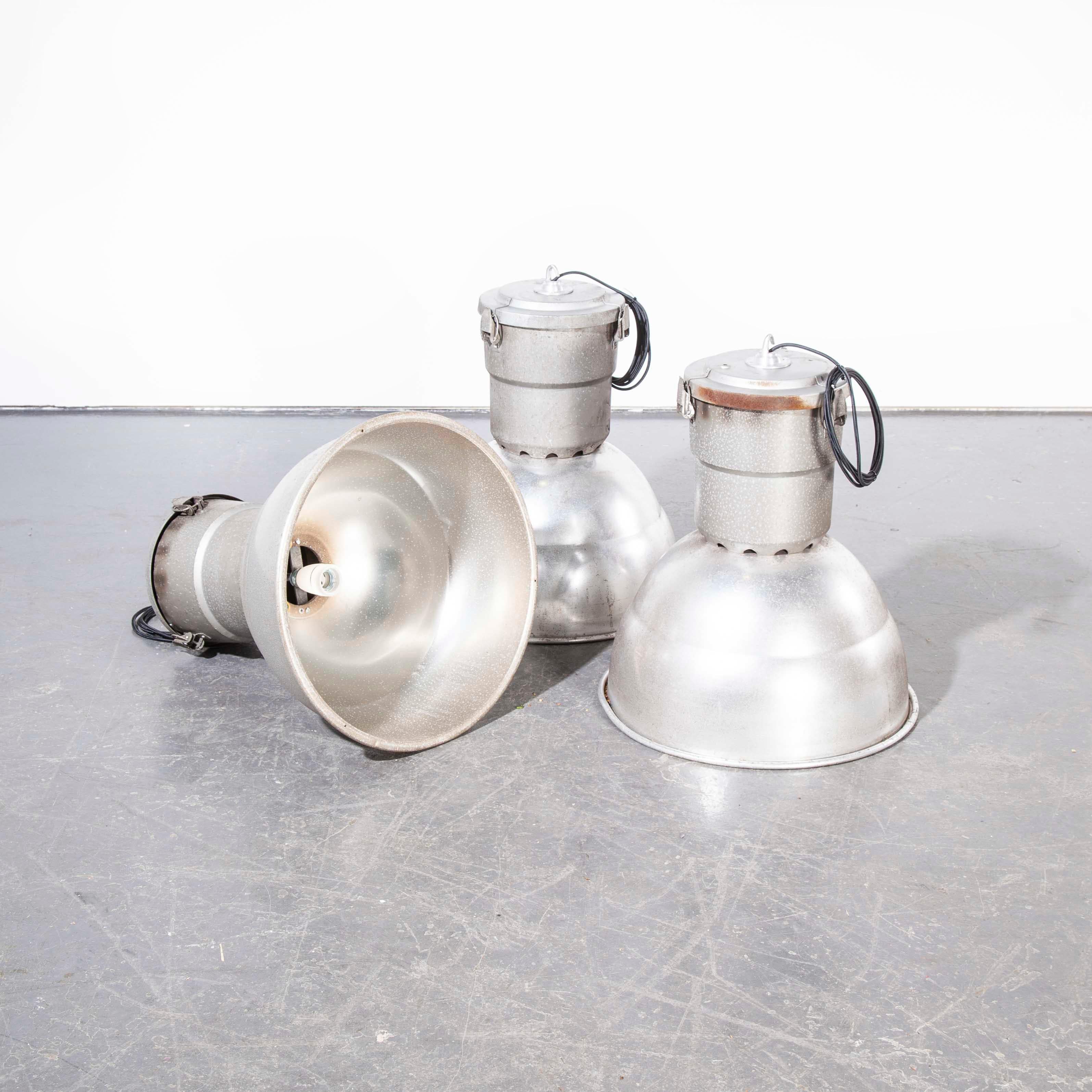 Mid-20th Century 1960s Industrial Spun Aluminium Ceiling Pendant Lamps/Light Shades - Various Qty For Sale