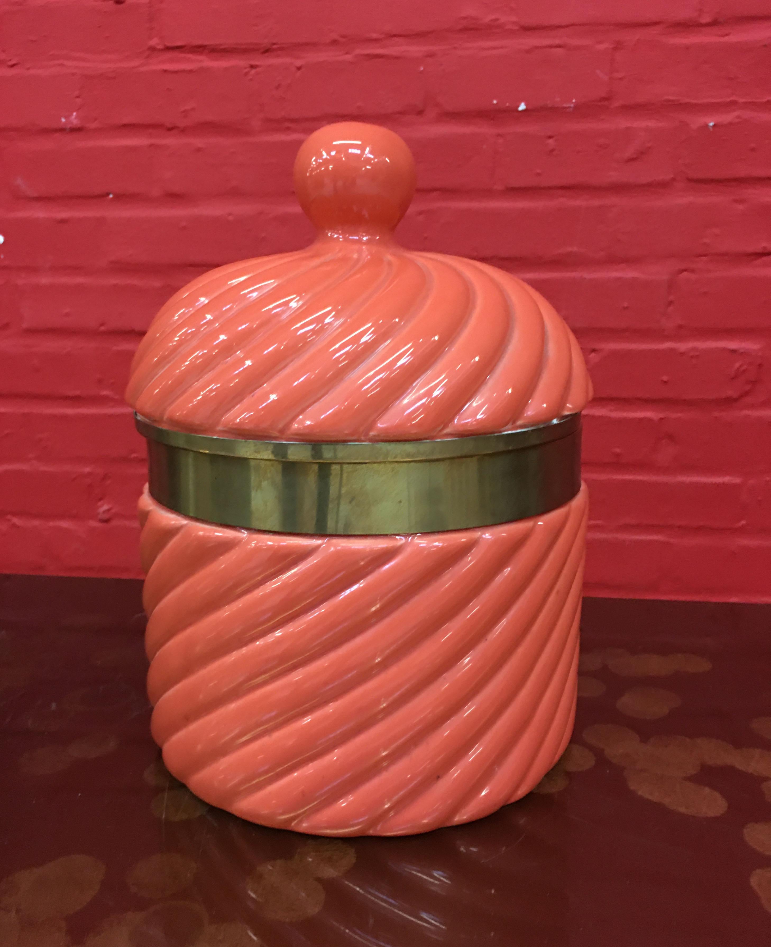 Mid-Century Modern 1960s Large Italian Ceramic Ice Bucket by Tommaso Barbi