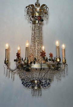 1960 Grande lampadario italiano colorato in stile Regency