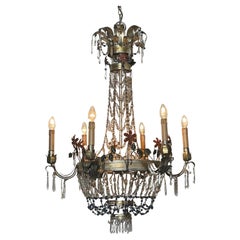 Vintage 1960s Large Italian Colorful Regency Style Chandelier