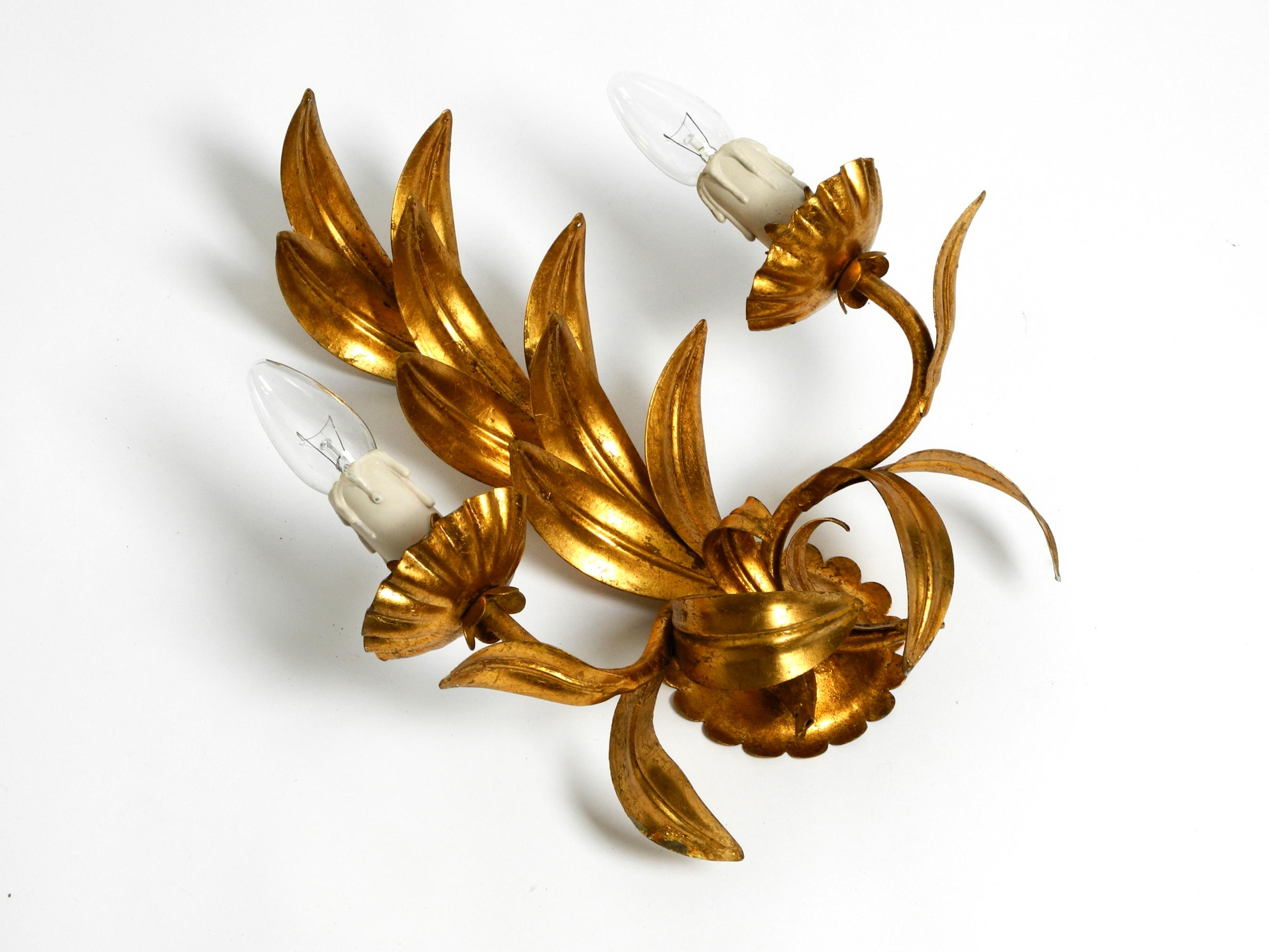 Mid-Century Modern 1960s, Large Italian Gilded Florentine Wall Lamp For Sale