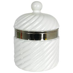 1960s Large Italian White Ceramic Ice Bucket by Tommasi Barbi