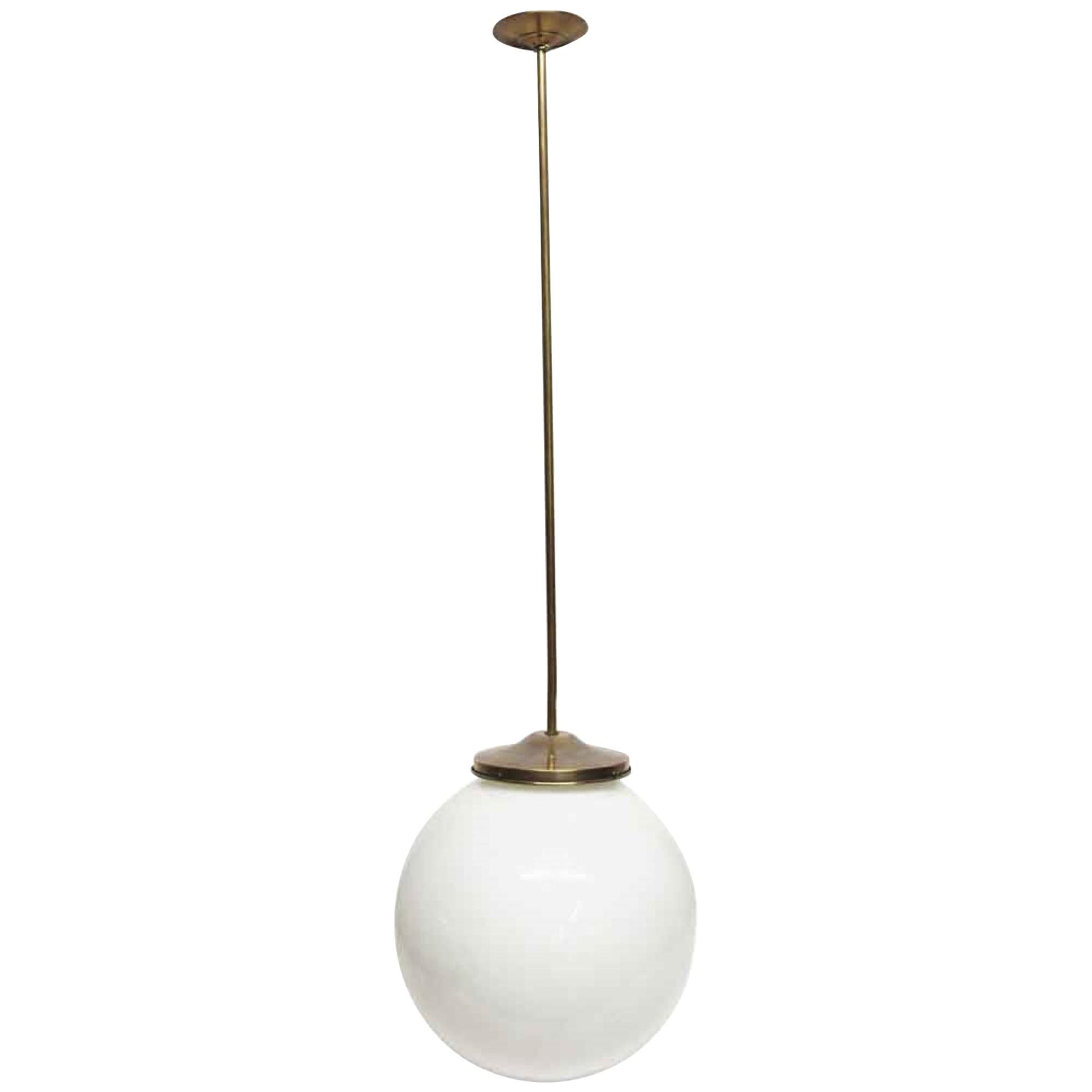 Large Italian White Globe Pendant Light Mid-Century Modern Style