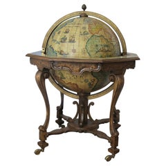 1960s Large Italian World Map Globe Bar Cart or Drinks Trolley with Zodiac Signs