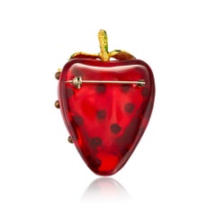 1960s Large Lucite Strawberry Brooch
