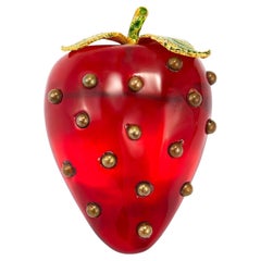 1960s Large Lucite Strawberry Brooch