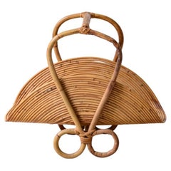 Portariviste di grandi dimensioni degli anni '60 in rattan curvato.