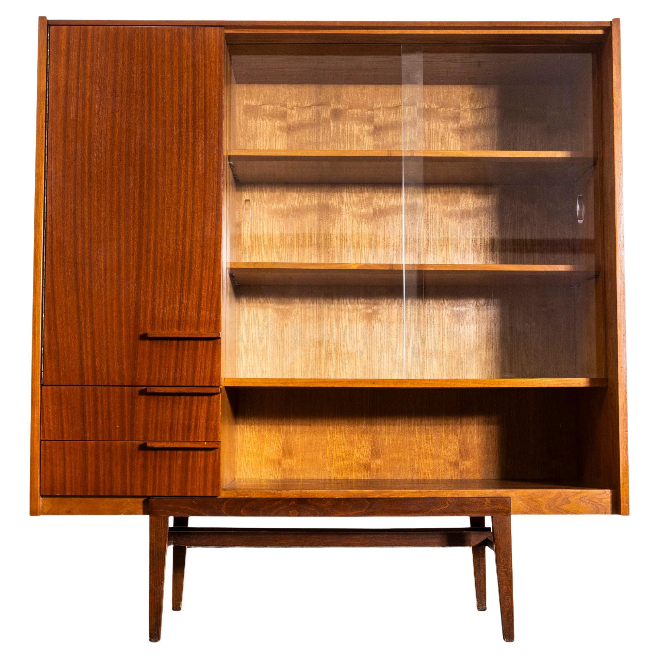 1960’s Large Mid Century Glass Fronted Cabinet From Up Zavody
