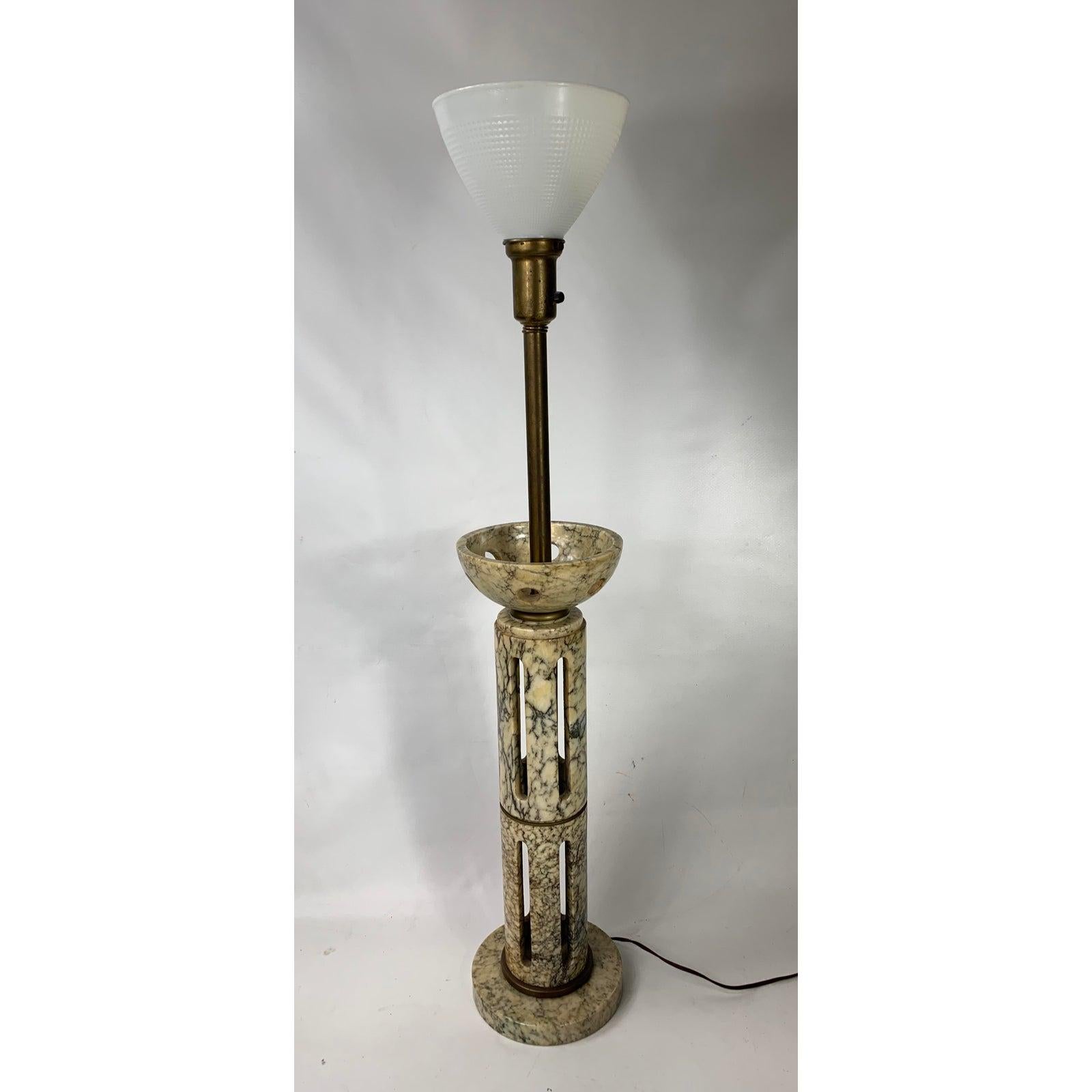 Very unique large mid-century alabaster table lamp.