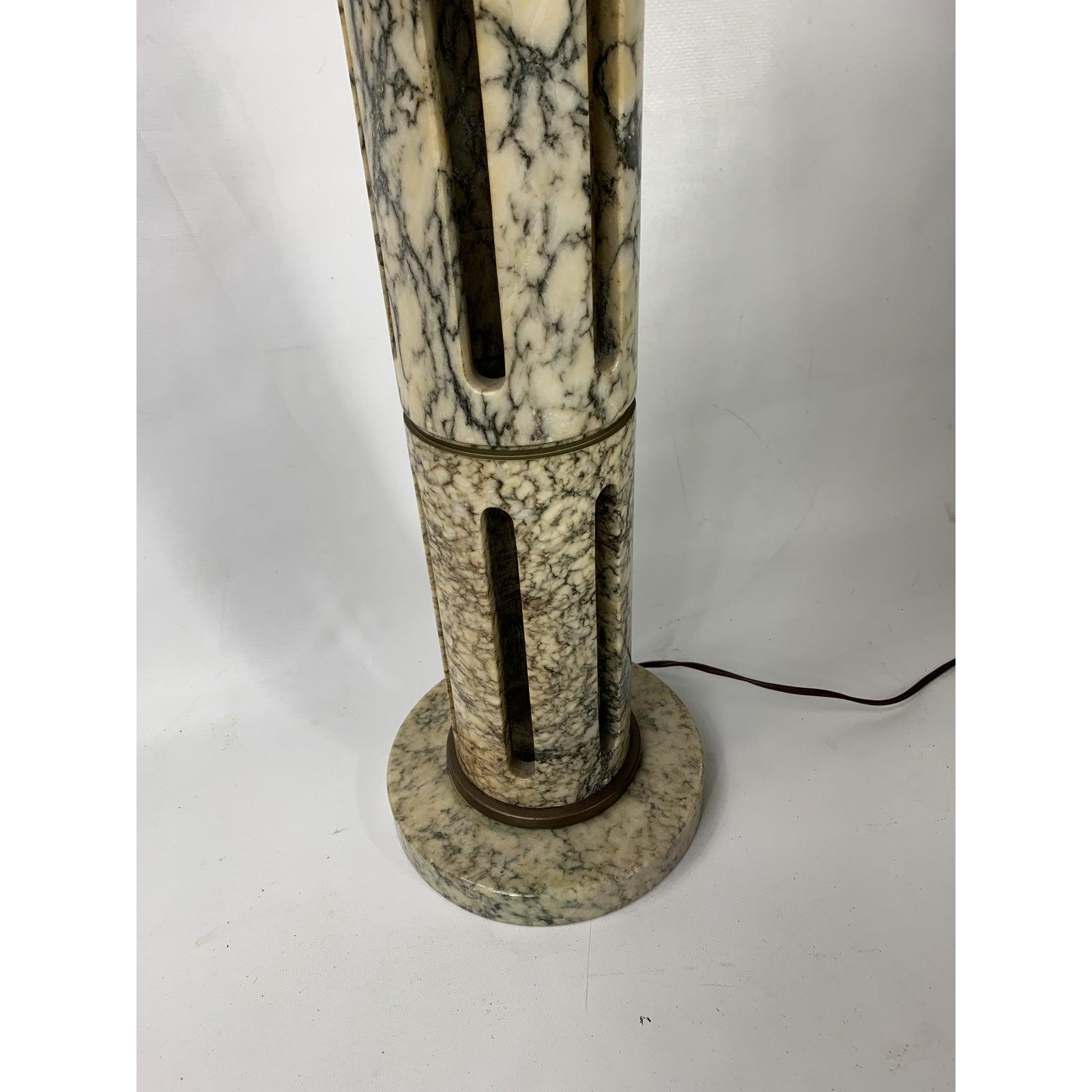American 1960s Large Mid-Century Modern Alabaster Table Lamp For Sale