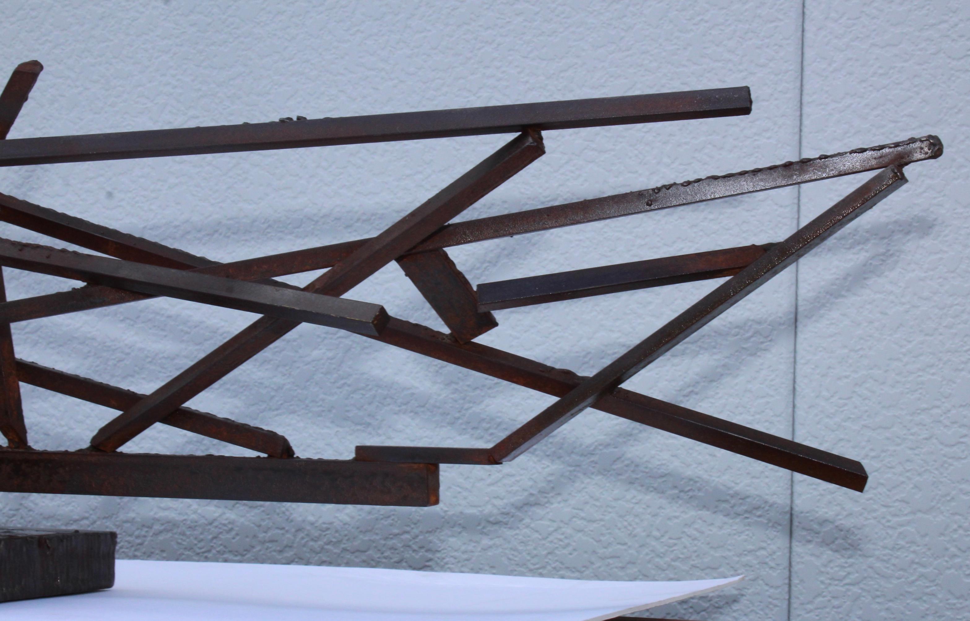Mid-20th Century 1960s Large Modernist Steel Sculpture For Sale