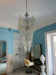 1960s Large Murano glass chandelier in model "Ragnatela" by mazzega