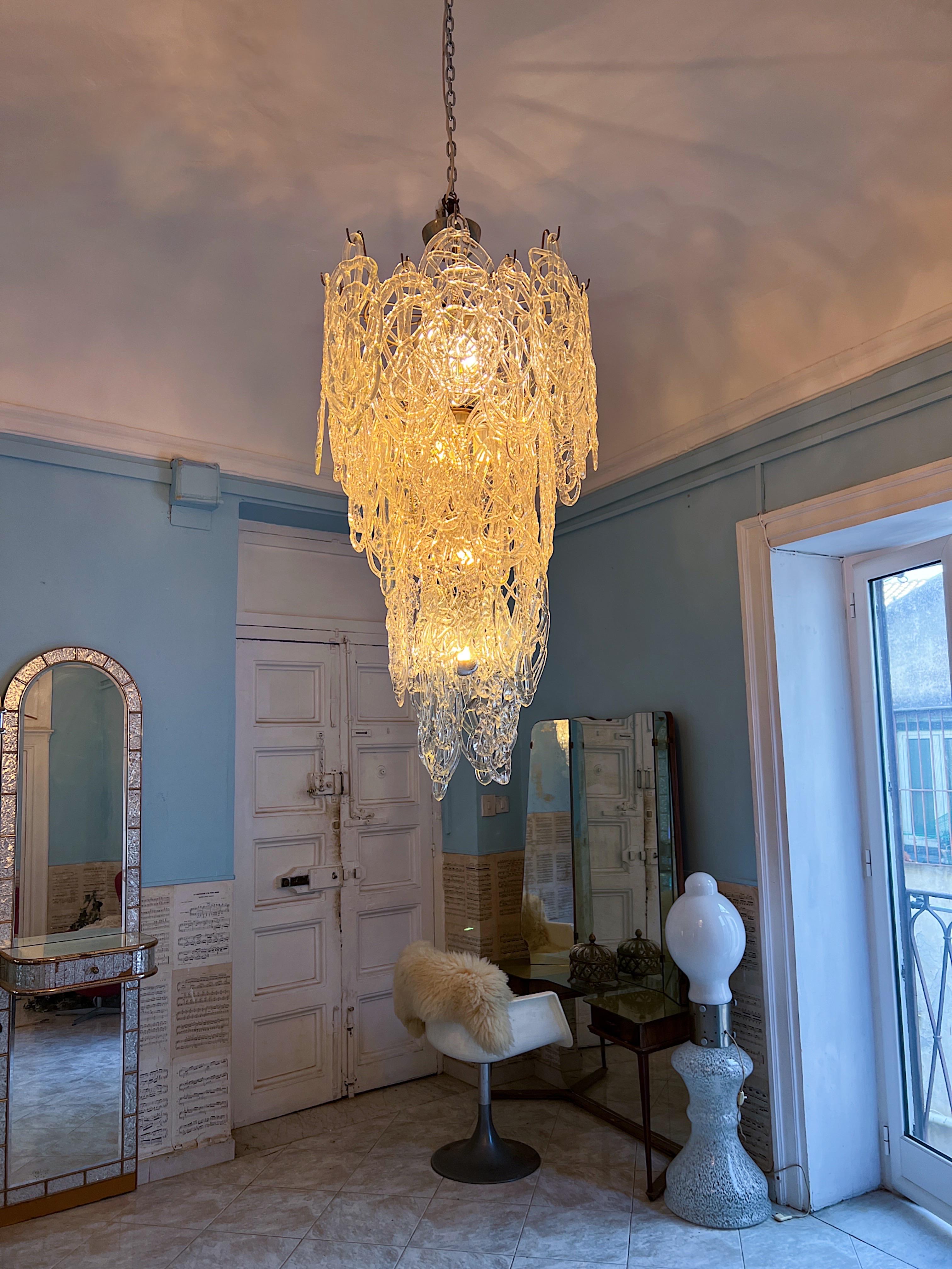 Mid-Century Modern 1960s Large Murano glass chandelier in model 
