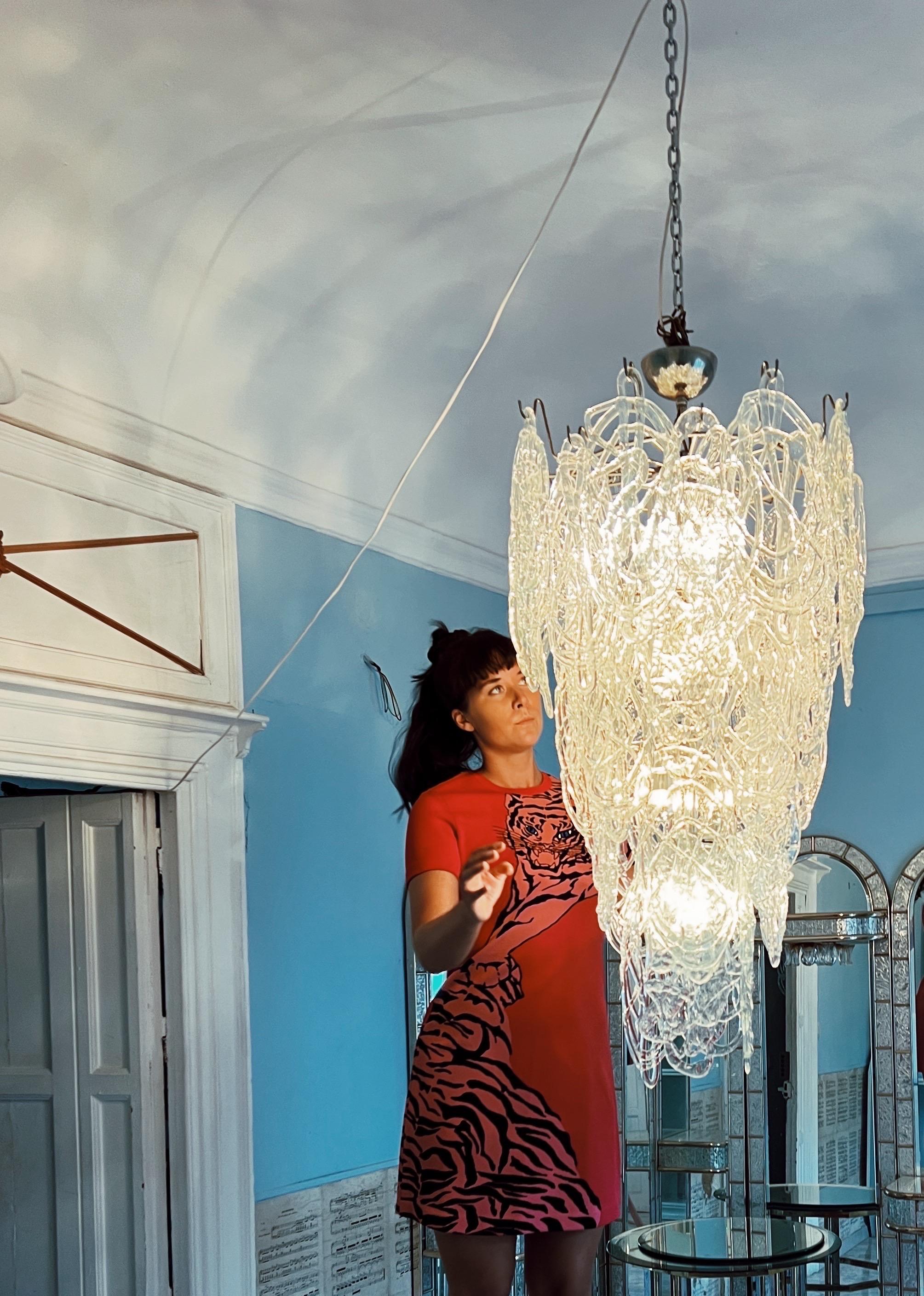 1960s Large Murano glass chandelier in model 