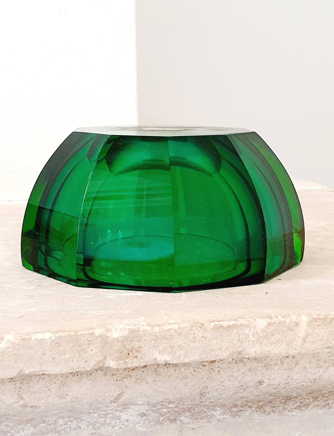 20th Century 1960s Large Murano Glass Green Bowl
