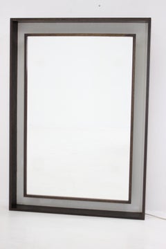 1960s Large Oak Mirror with Backlight, Denmark