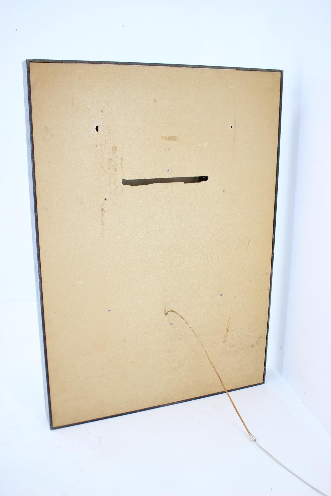 1960s Large Oak Mirror with Backlight, Denmark 2