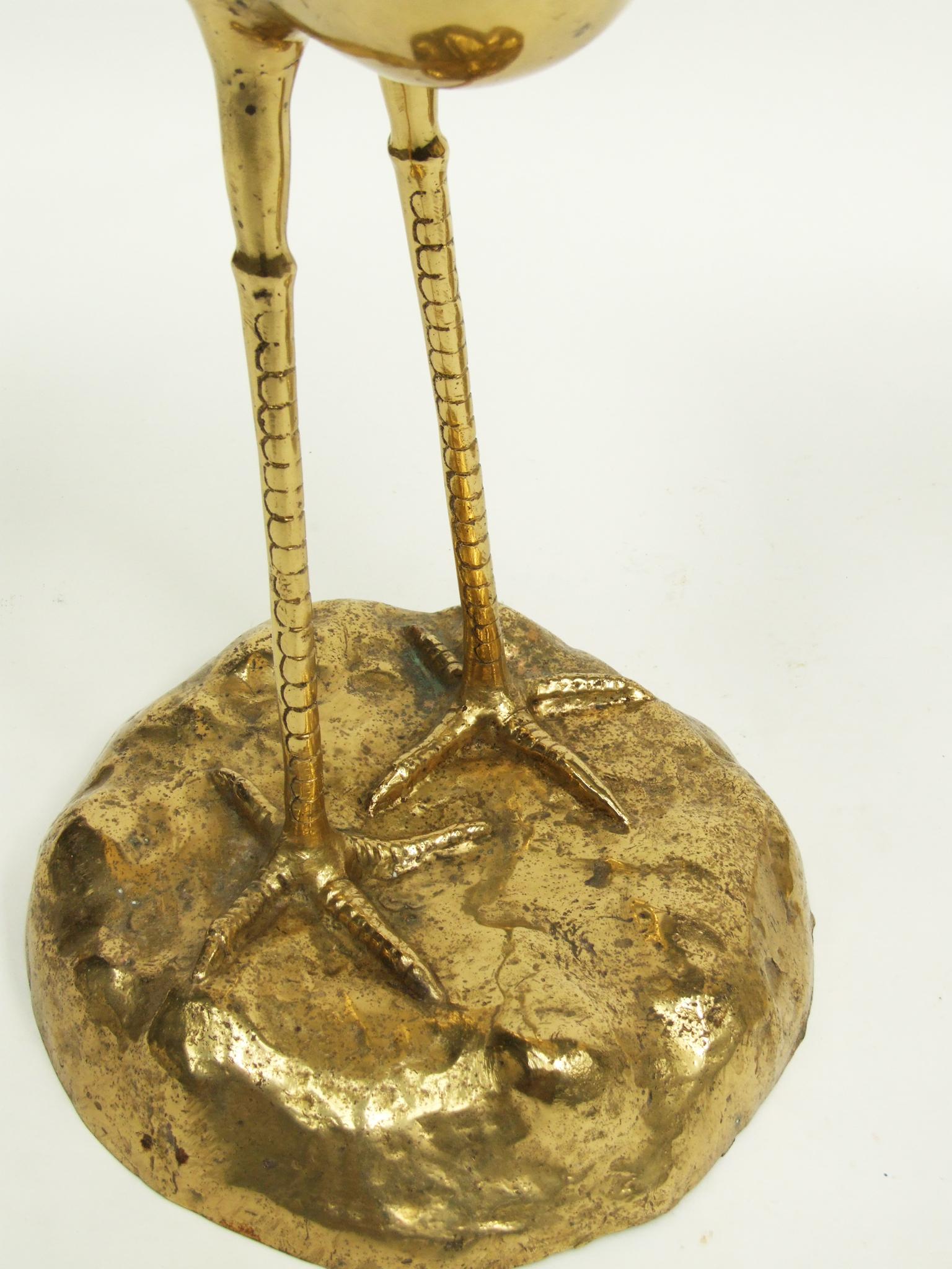 French 1960s Large Pair of Brass Stork Bird Sculptures