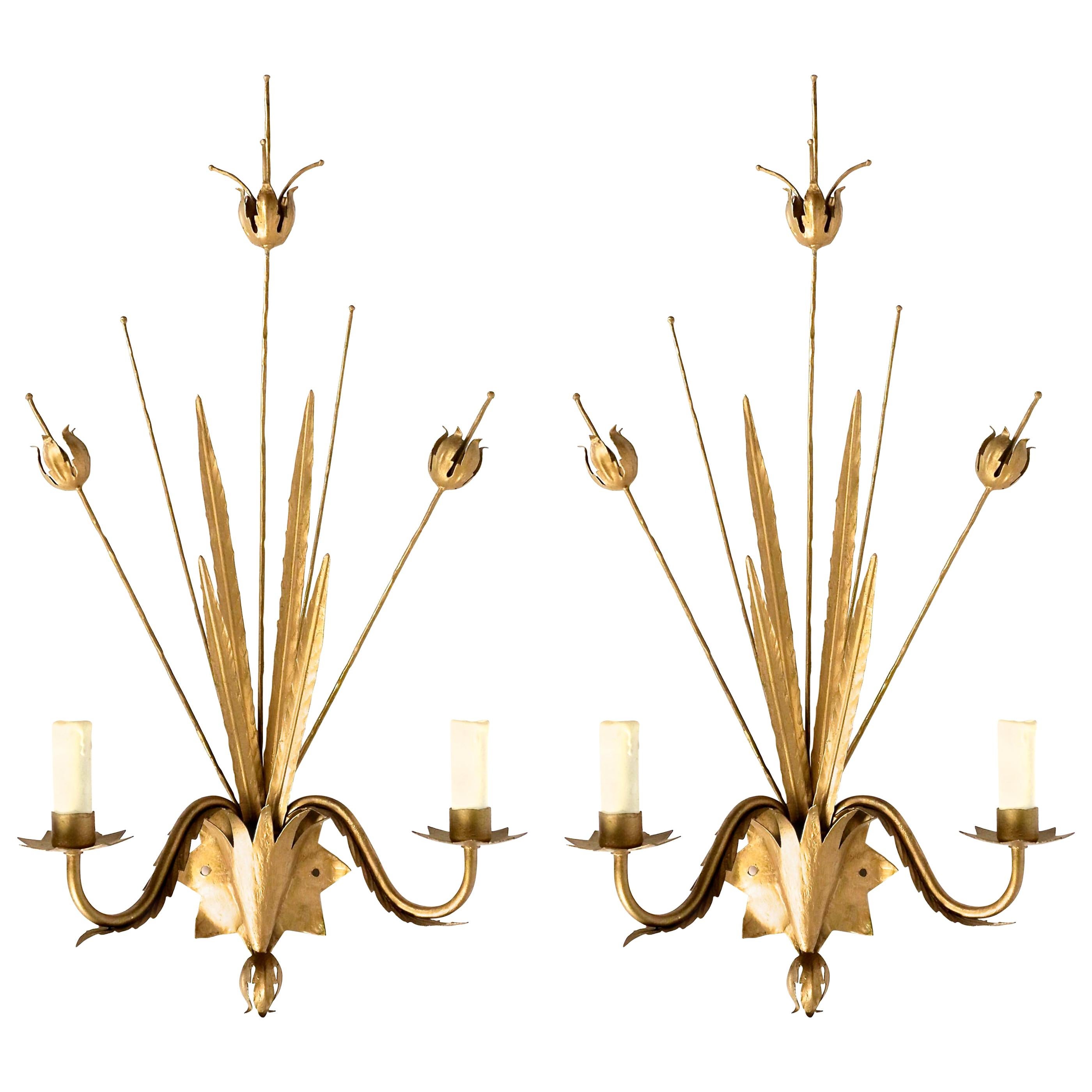 1960s Large Pair of Sconces by Maison FlorArt