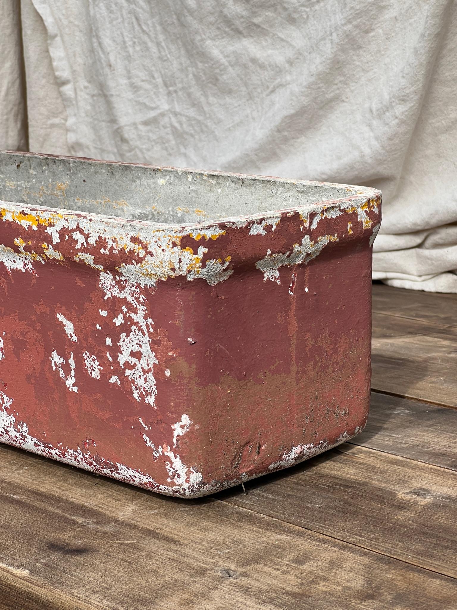 Mid-Century Modern 1960s Large Red Willy Guhl Rectangular Concrete Planter For Sale