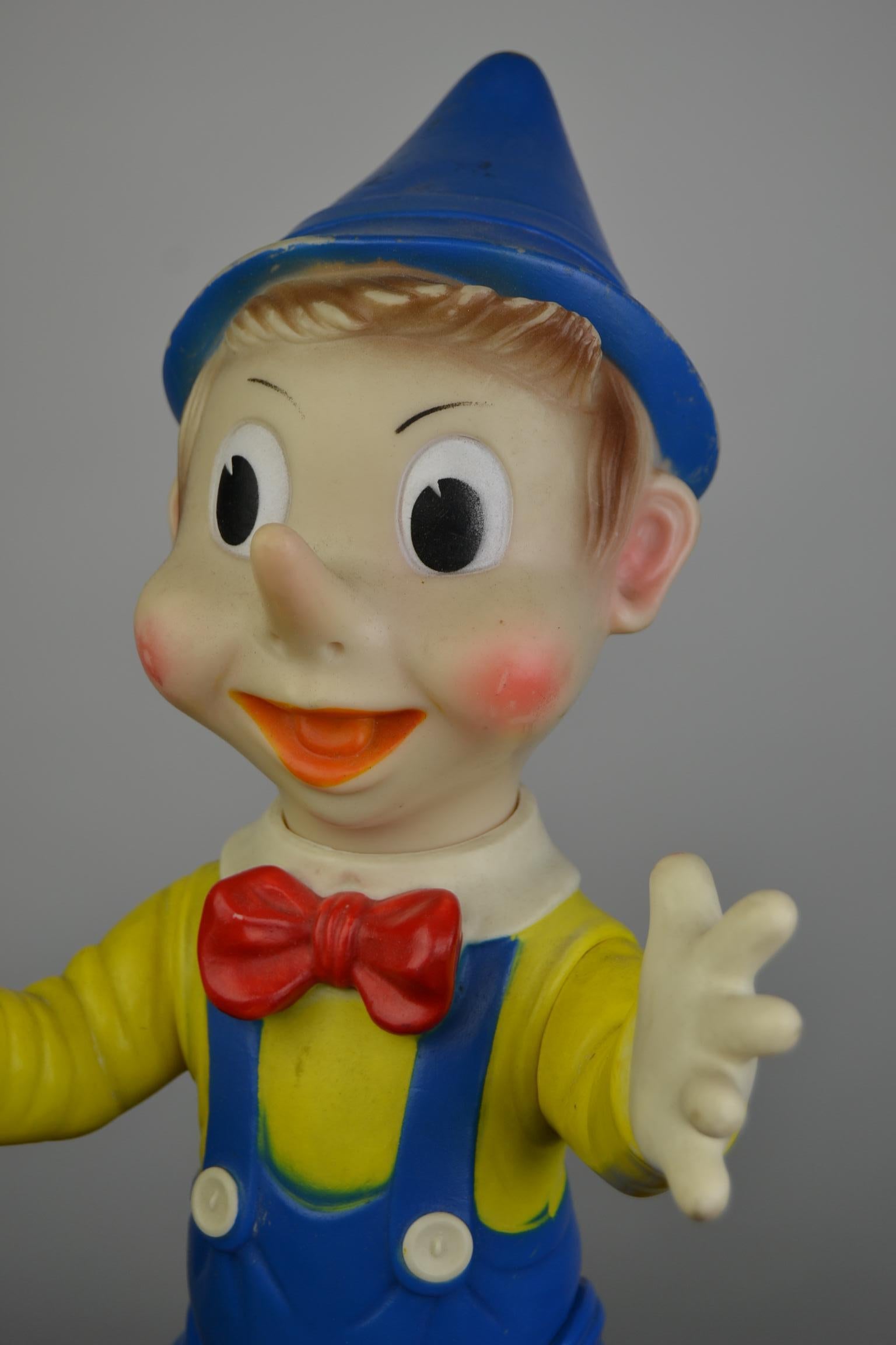 Mid-Century Modern Large Rubber Pinocchio Squeaky Toy by Ledraplastic Italy, 1960s