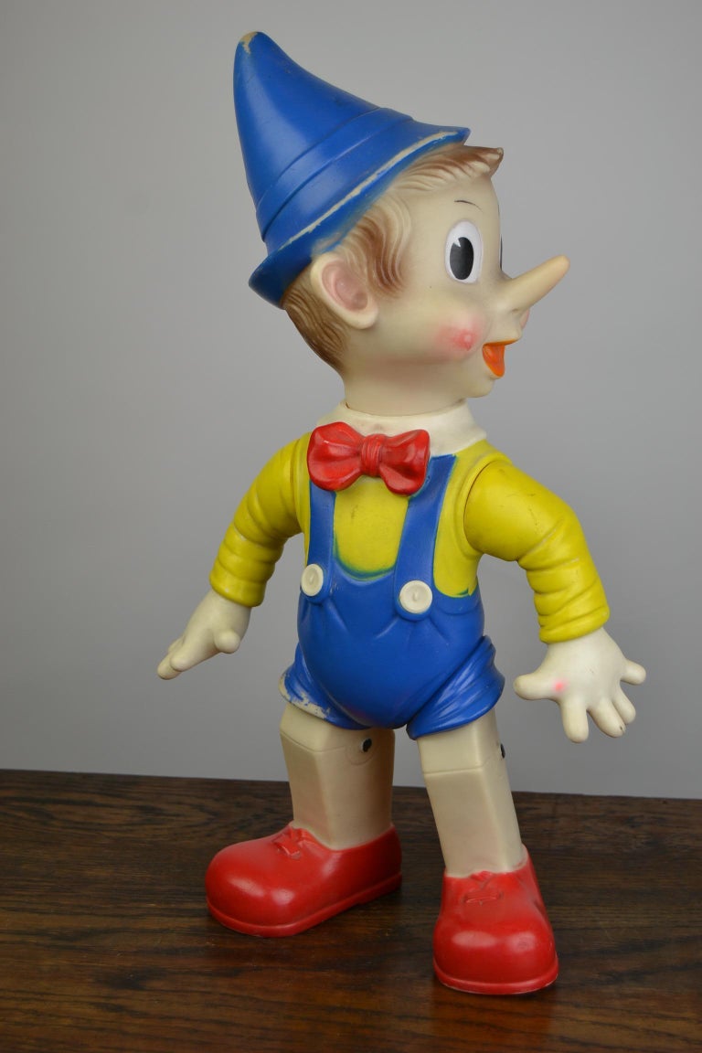 1960s Large Rubber Squeaky Toy Pinocchio, Italy For Sale at 1stdibs