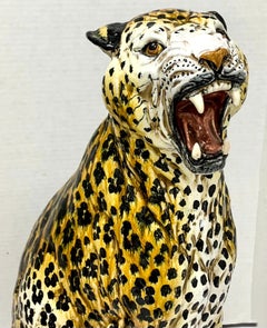1960s Large Scale Hollywood Regency Era Italian Terracotta Leopard