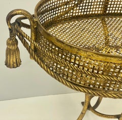 1960s Large Scale Italian Hollywood Regency Gilt Tassel Tole Metal Planter