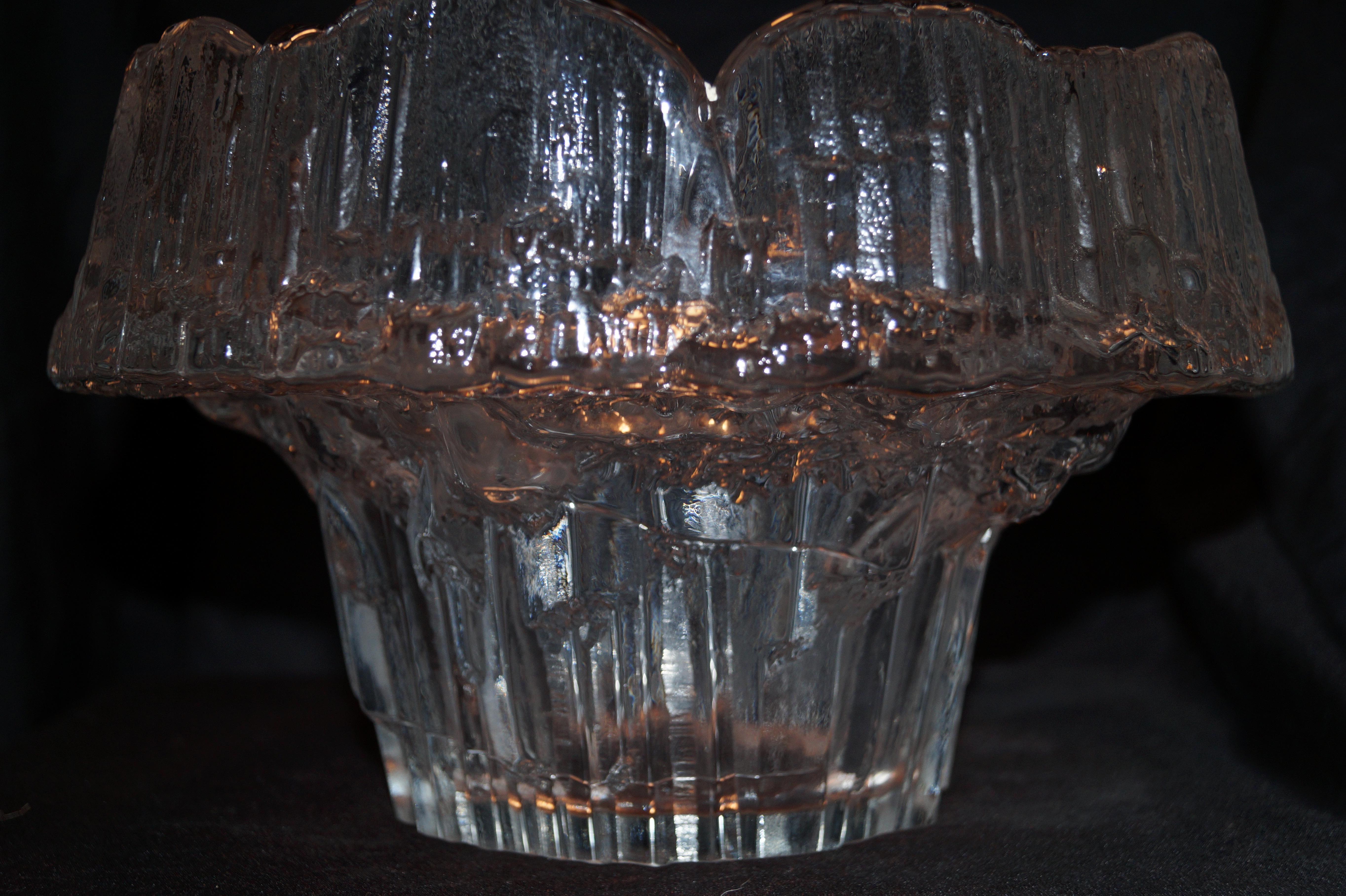Finnish 1960's Large Scandinavian Stellaria Glass Bowl by Tapio Wirkkala Finland For Sale