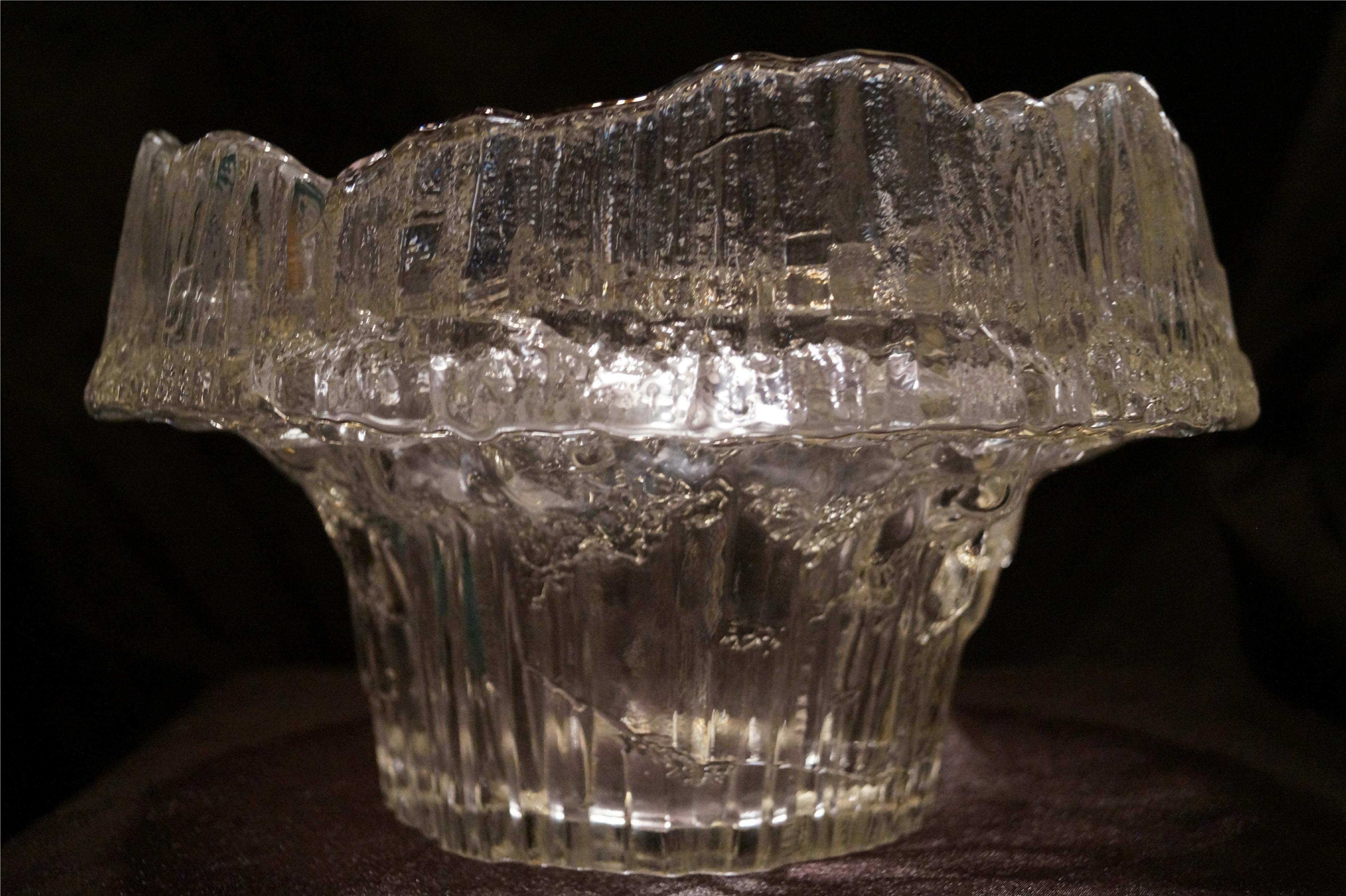 Molded 1960's Large Scandinavian Stellaria Glass Bowl by Tapio Wirkkala Finland For Sale