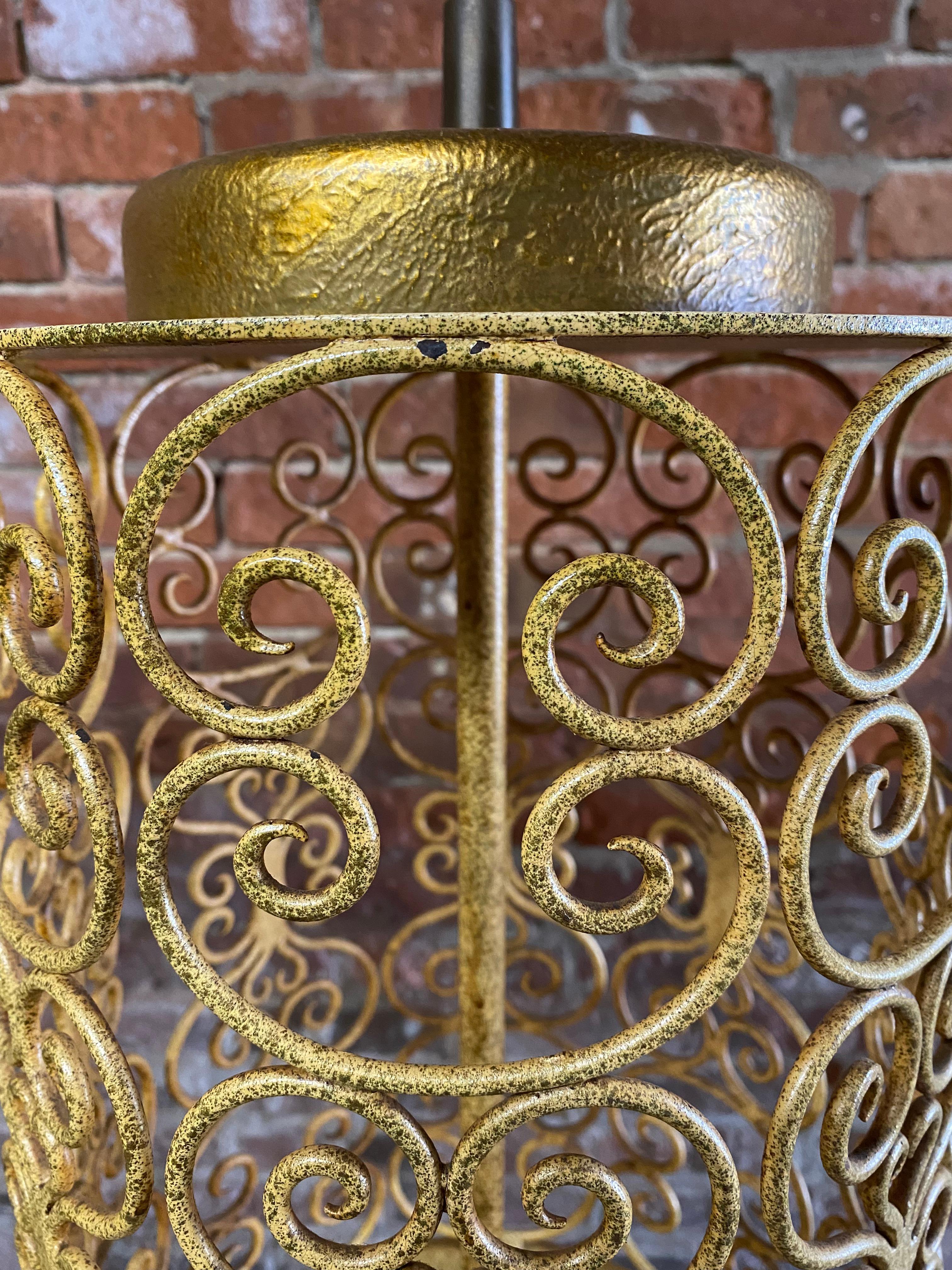 1960s Large Scroll Metalwork Table Lamps, A Pair 7