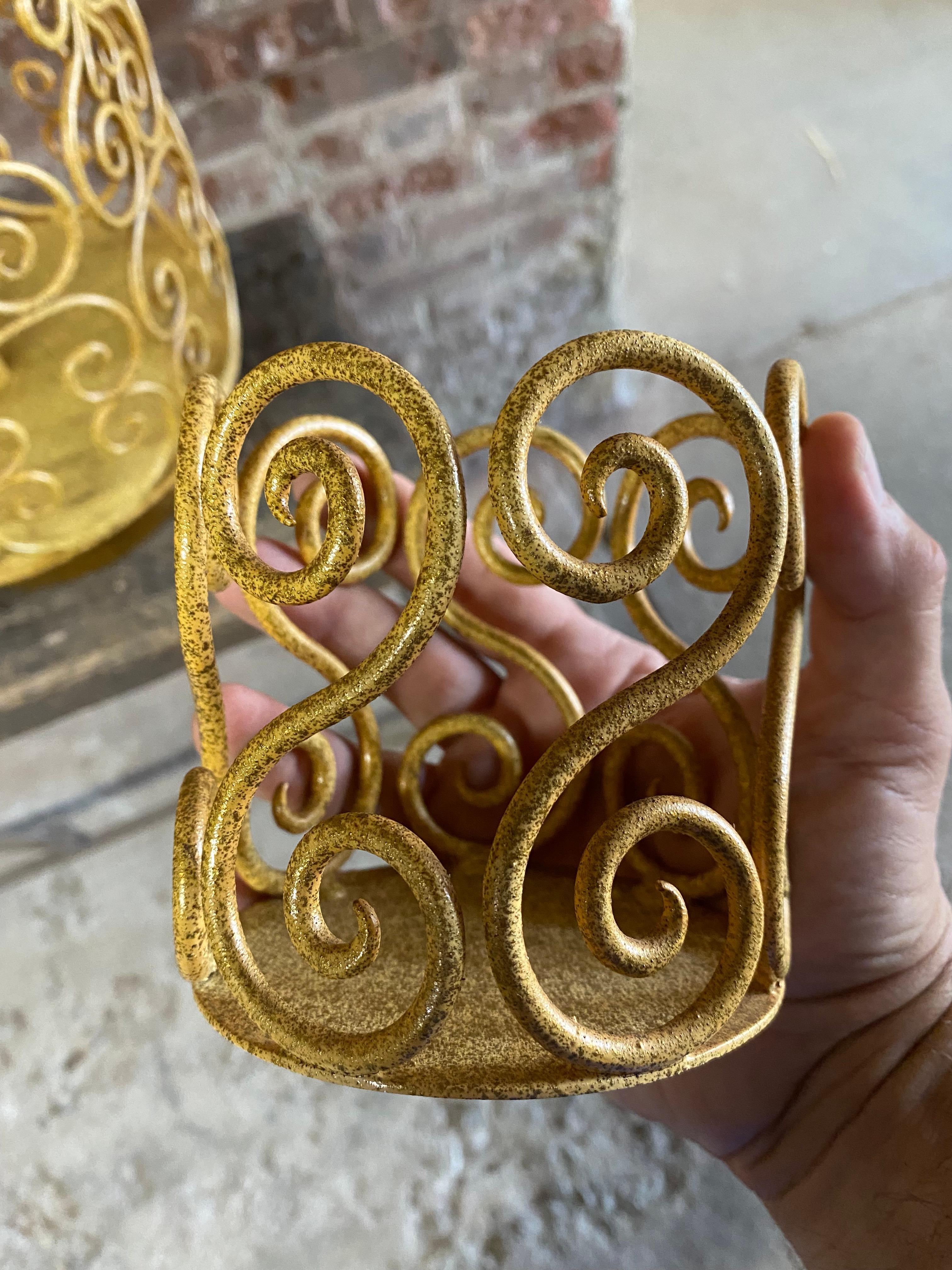 1960s Large Scroll Metalwork Table Lamps, A Pair 8